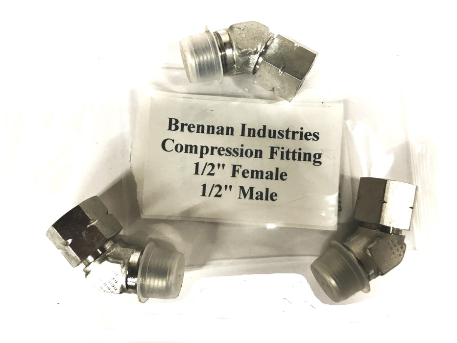 Brennan 1/2 inch Male 45 Degree Compression Fitting E7474-001 Lot of 3] NOS