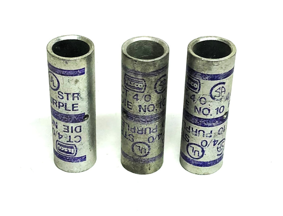 ILSCO NO 10 Purple Die Splice Short Barrel CT-4/0STR [Lot of 3] NOS