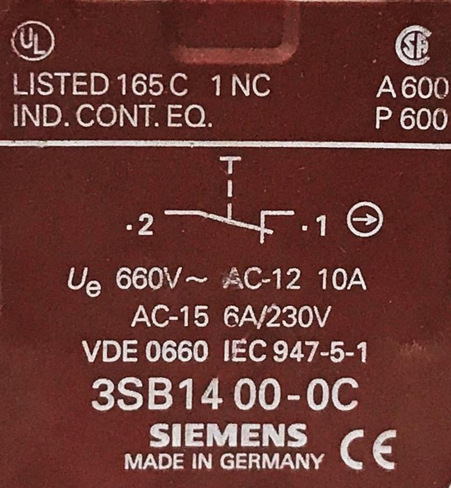 Siemens Switching Element 3SB1400-0C [Lot of 2] NOS