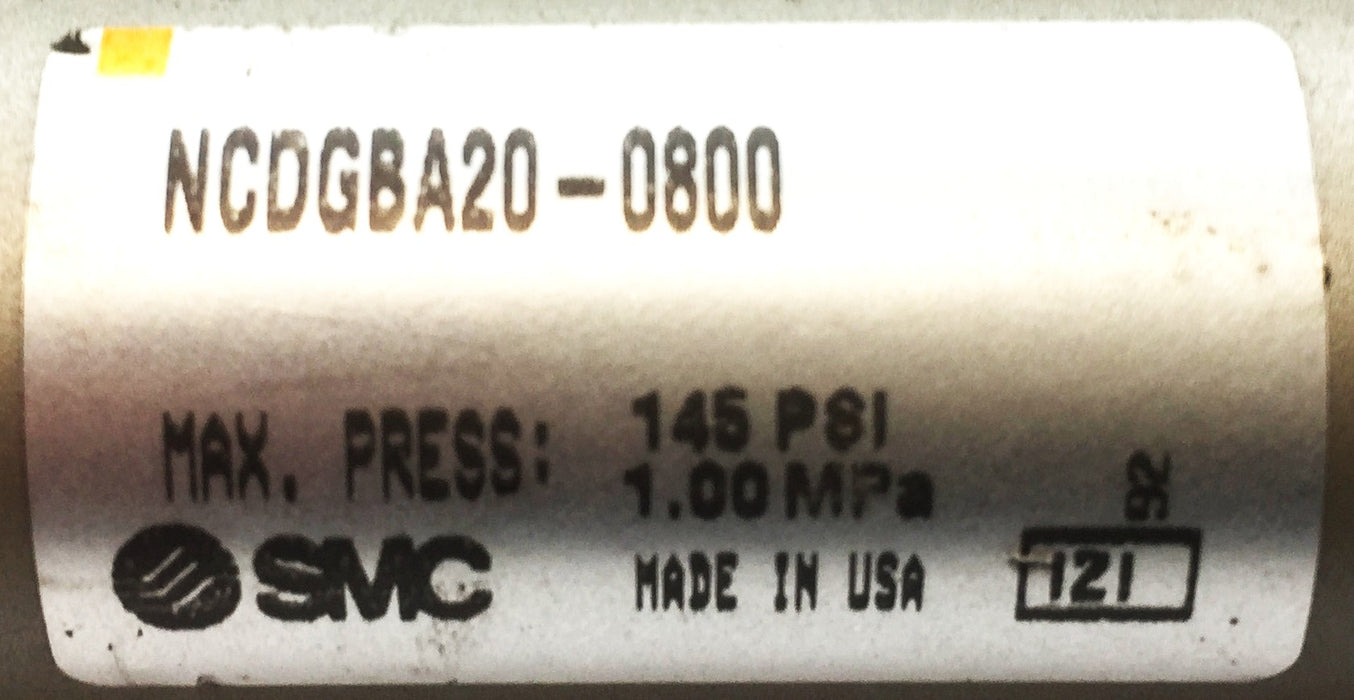 SMC 145 Psi/1.00 Mpa Pneumatic Cylinder NCDGBA20-0800 USED
