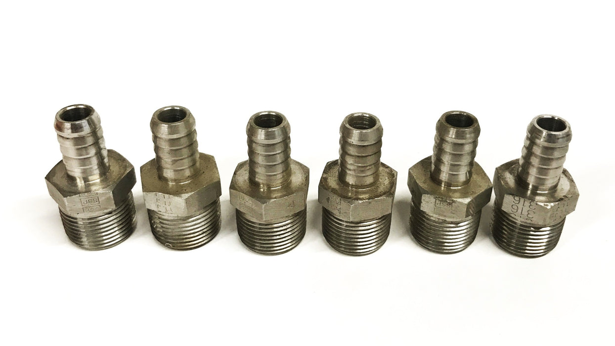 TLJ 1/2 inch Barb x 3/4 inch NPT Male Hose Fitting 316 [Lot of 6]