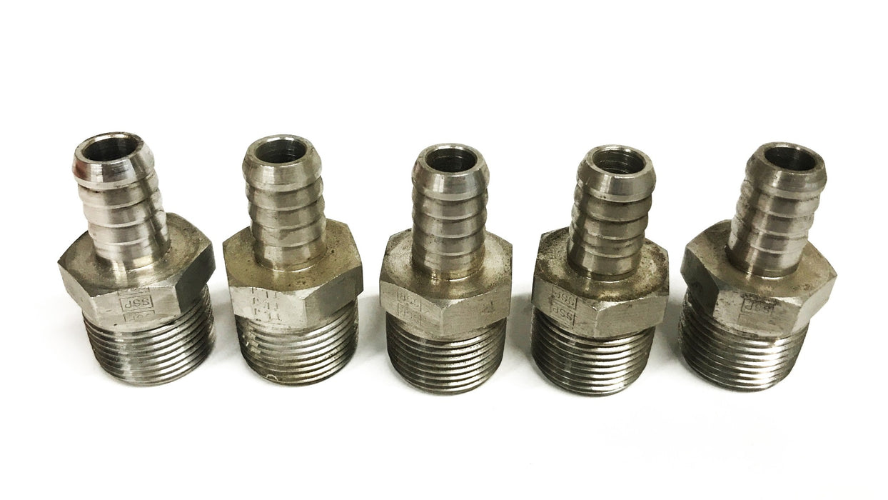 TLJ 1/2 inch Barb x 3/4 inch NPT Male Hose Fitting 316 [Lot of 5]