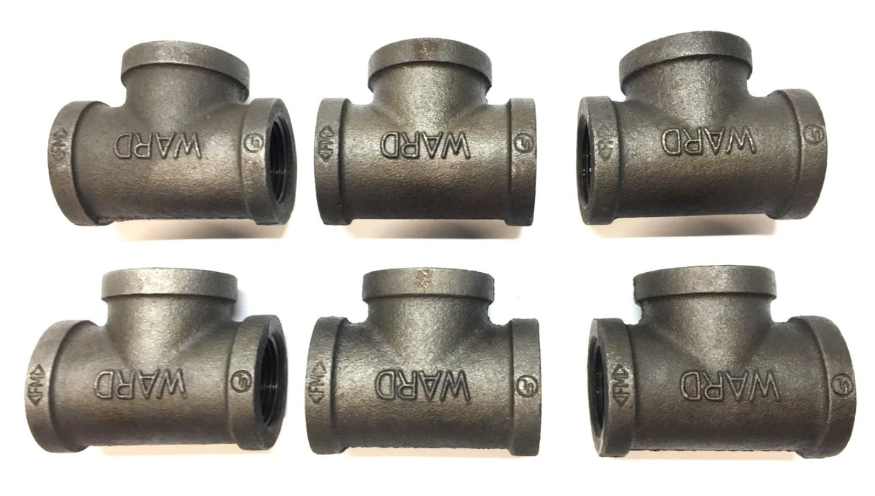 Ward Manufacturing 1-1/4" x 1-1/4" x 1-1/4" Malleable Iron Tee [Lot of 6] NOS