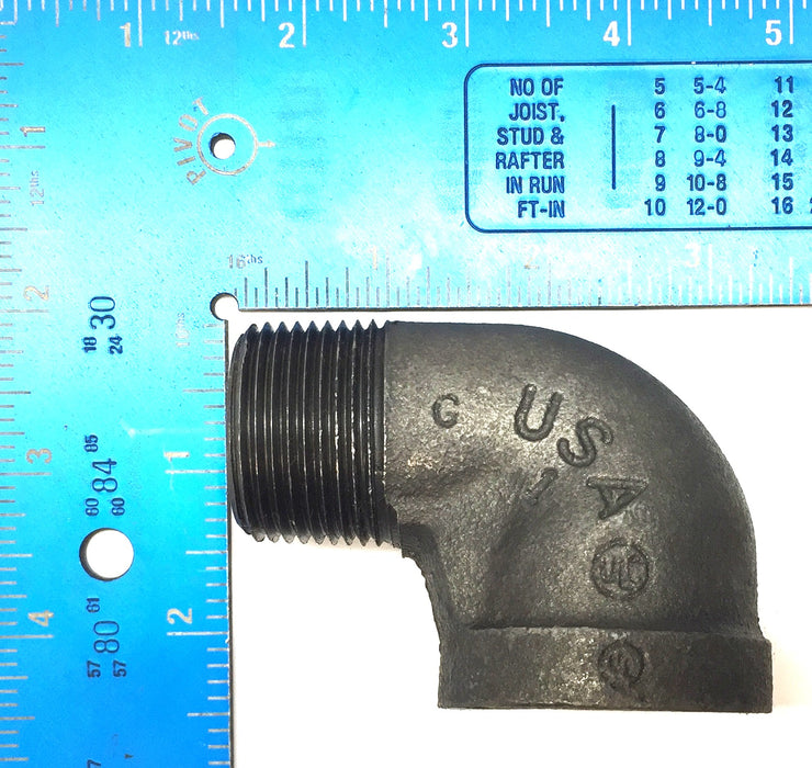 Ward 1" Black Malleable Iron Pipe Fitting Threaded 90-Degree Elbow [Lot of 5]NOS