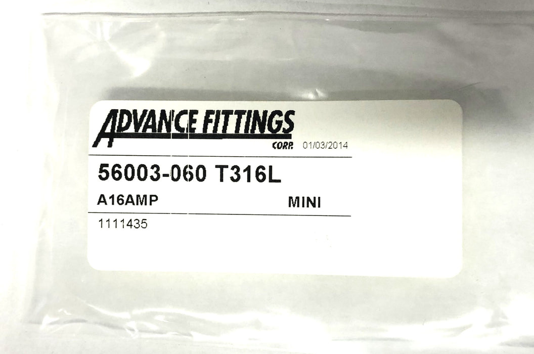 Advance Fittings A16AMP Mini Clamp 56003-060 T316L [Lot of 2] NOS