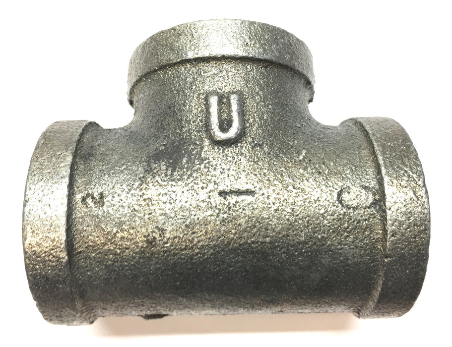 Unbranded 1-1/4" Galvanized Iron Reducing Tee Fitting [Lot of 4] NOS