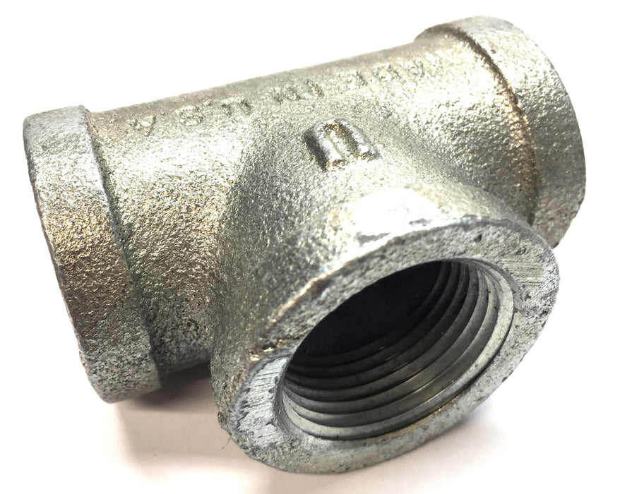 Unbranded 1-1/4" Galvanized Iron Reducing Tee Fitting [Lot of 4] NOS
