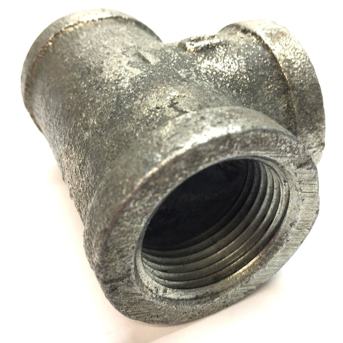Unbranded 1-1/4" Galvanized Iron Reducing Tee Fitting [Lot of 4] NOS