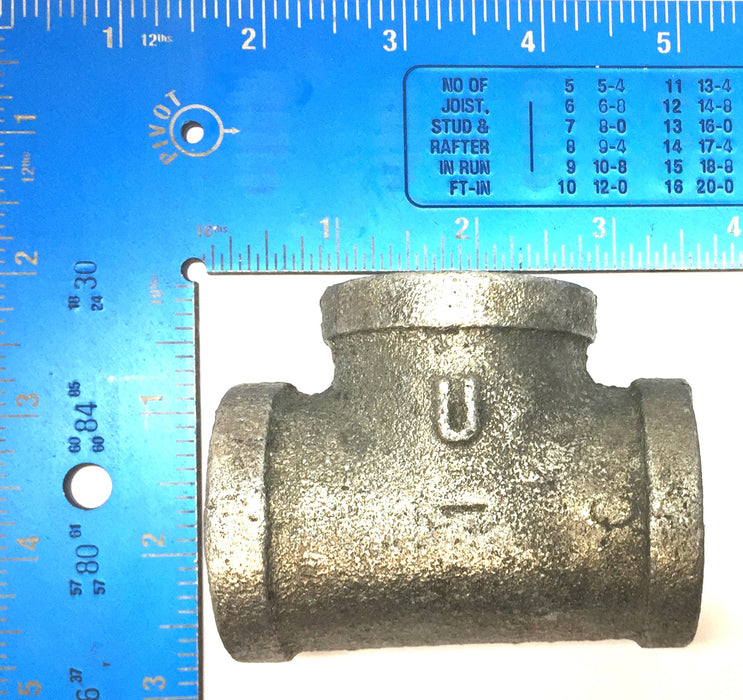 Unbranded 1-1/4" Galvanized Iron Reducing Tee Fitting [Lot of 4] NOS