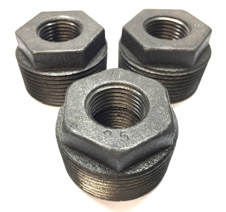 Unbranded 1-1/2" x 3/4" Malleable Iron Hex Bushing [Lot of 3] NOS