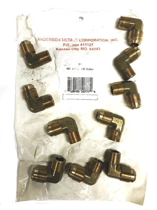 Anderson Metals Brass 1/2 inch x 3/8 inch 90 Degree Elbow 409 [Lot of 10] NOS