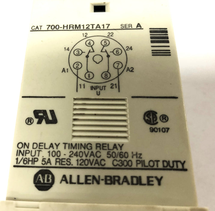 Allen-Bradley 100-240VAC Series A On Delay Timing Relay 700-HRM12TA17 NOS