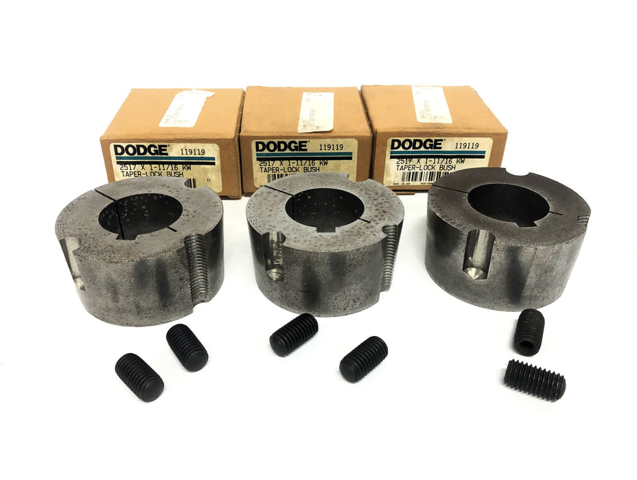 Dodge KW Split Taper Bushing With Bolts 2517X1-11/16 [Lot of 3] NOS