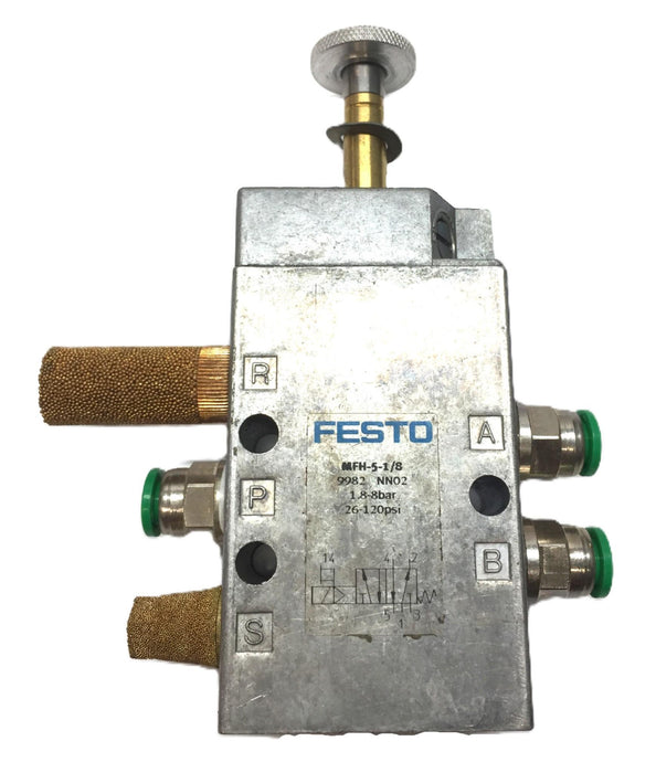 Festo 1.8-8Bar 26-120psi Air Solenoid Valve MFH-5-1/8 (9982 NN02) USED