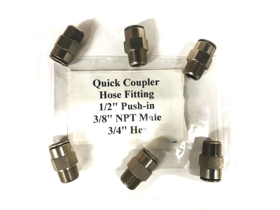 Unbranded 1/2 inch Push-in x 3/8 inch NPT Quick Hose Coupling [Lot of 6] NOS