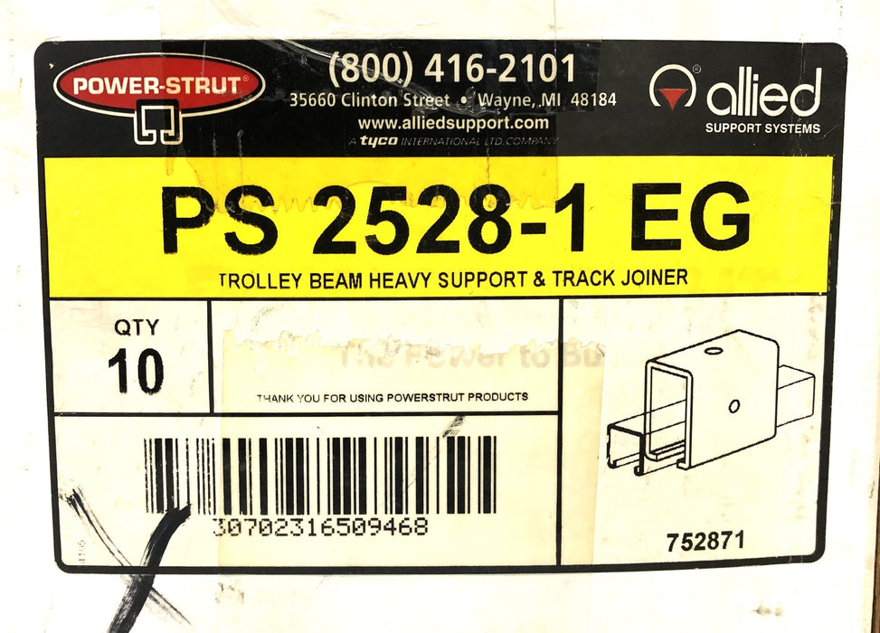 Power Strut Box Of 10 Trolley Beam Heavy Support & Track Joiner PS-2528-1-EG NOS