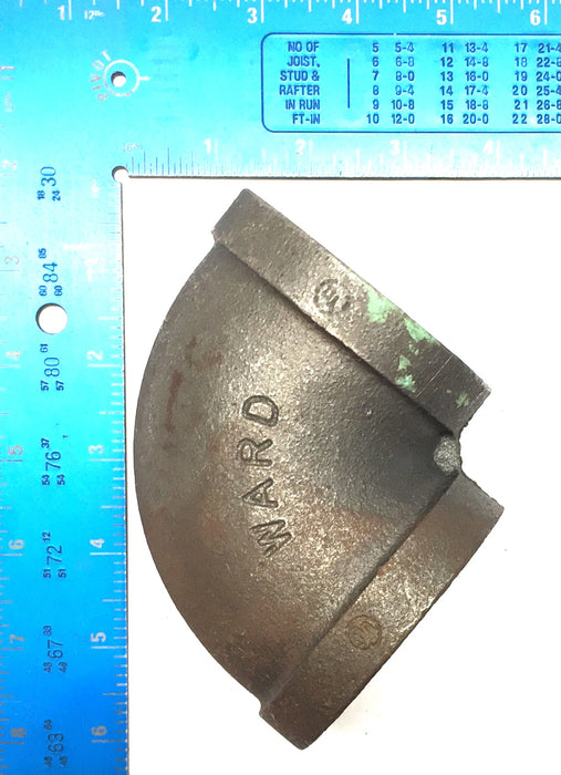 Ward 2" NPT 90-Degree Malleable Cast Iron Elbow [Lot of 7] USED
