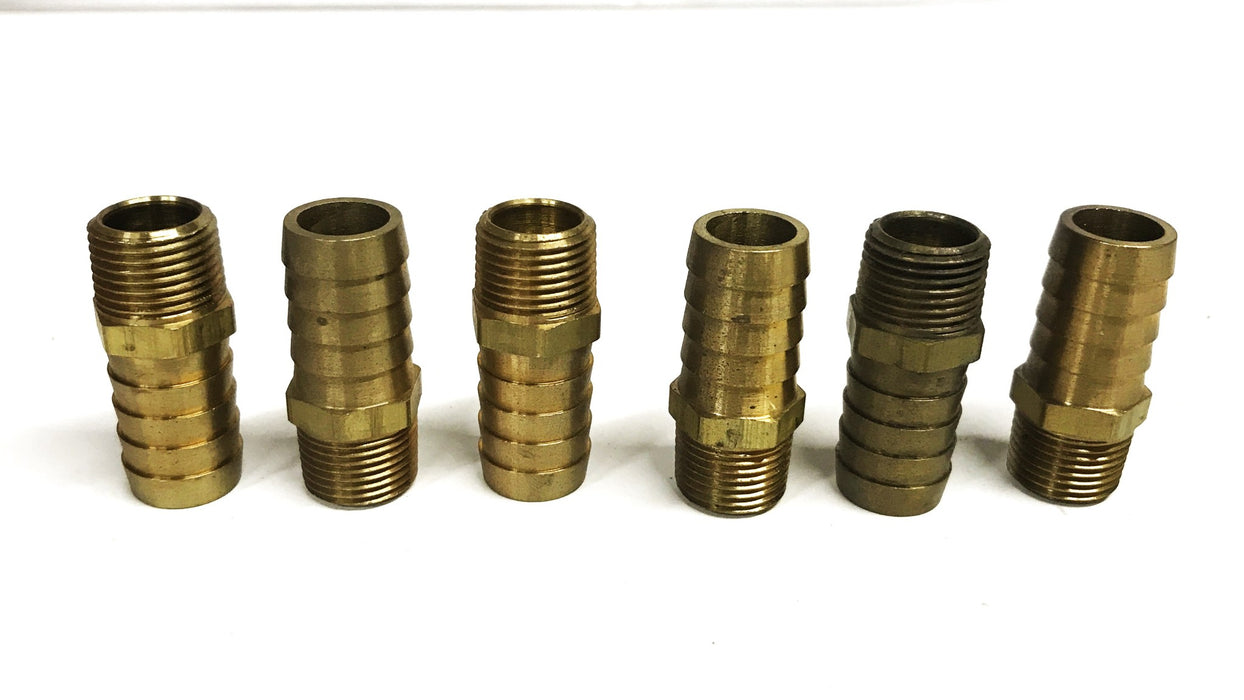 Unbranded 5/8 inch Barb x 3/8 Inch NPT Brass Hose Fitting [Lot of 6] NOS