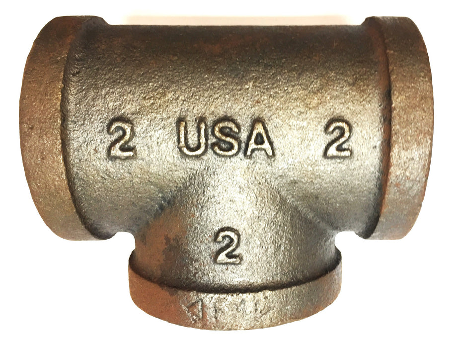 Ward 2" x 2" x 2" NPT Malleable Iron Tee Black Pipe Fitting NOS