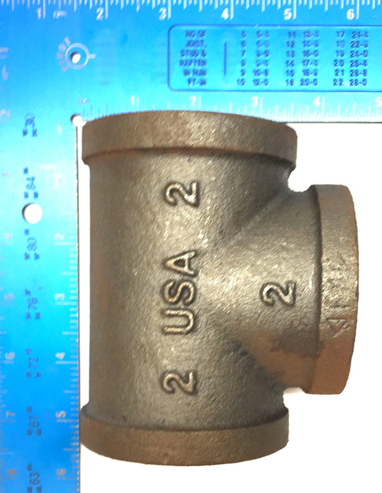 Ward 2" x 2" x 2" NPT Malleable Iron Tee Black Pipe Fitting NOS