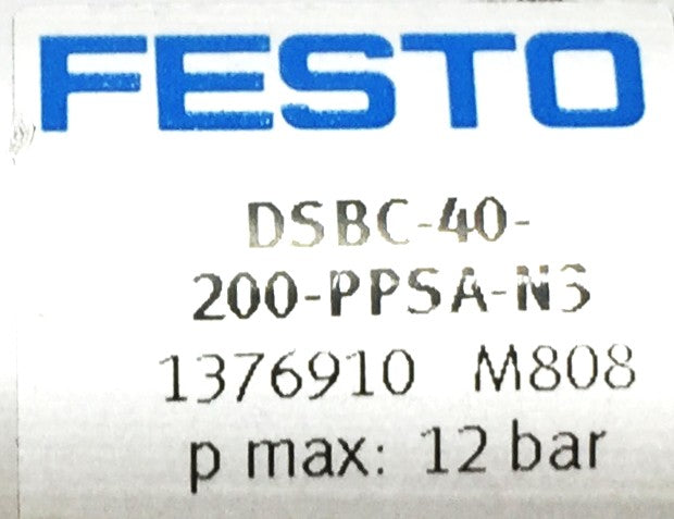 Festo Pneumatic Cylinder DSBC-40-200-PPSA-N3 (1376910 M808) NOS