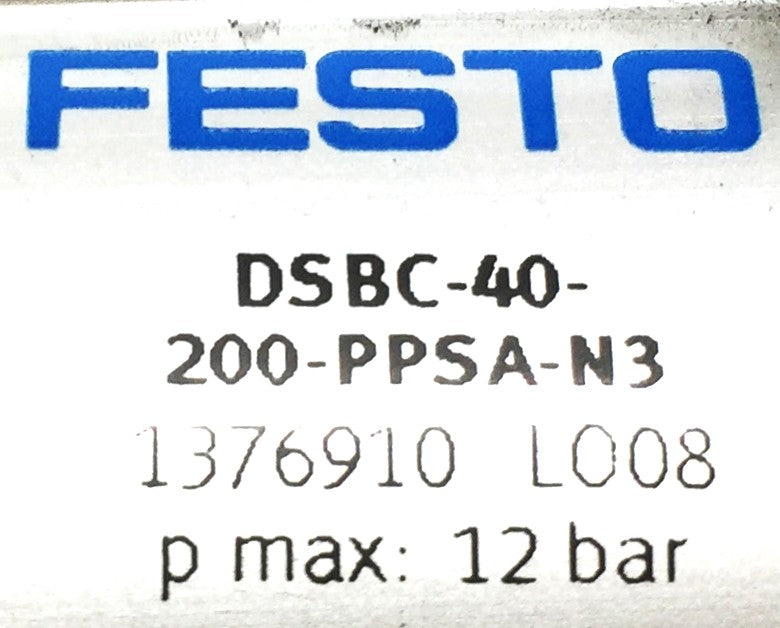 Festo Pneumatic Cylinder DSBC-40-200-PPSA-N3 (1376910 L008) NOS