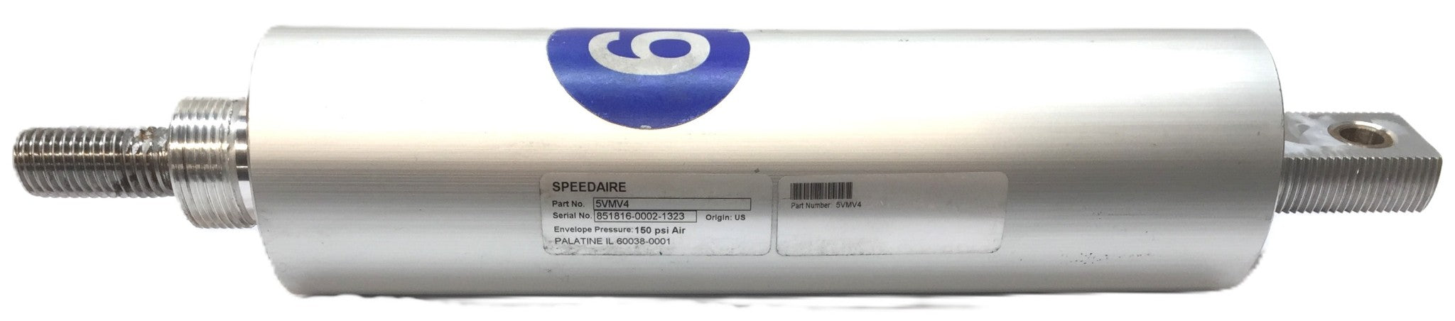 Speedaire Aluminum 2-1/2" Bore Air Cylinder with 6" Stroke 5VMV4 USED