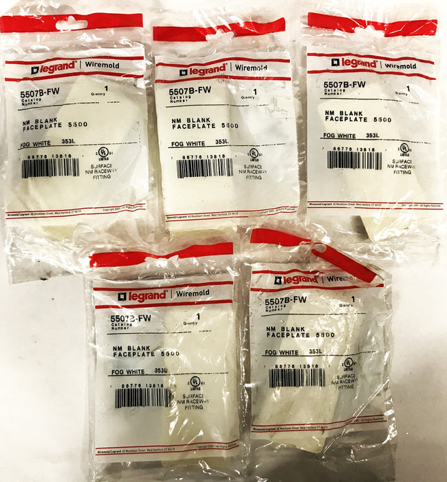 Legrand Fog White Plastic Cover Plate 5507B-FW [Lot of 5] NOS