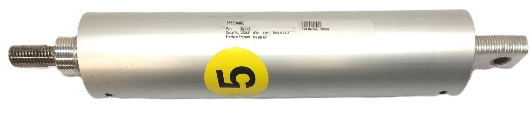 Speedaire Round Aluminum 2-1/2" Bore Air Cylinder with 8" Stroke 5VNN2 USED