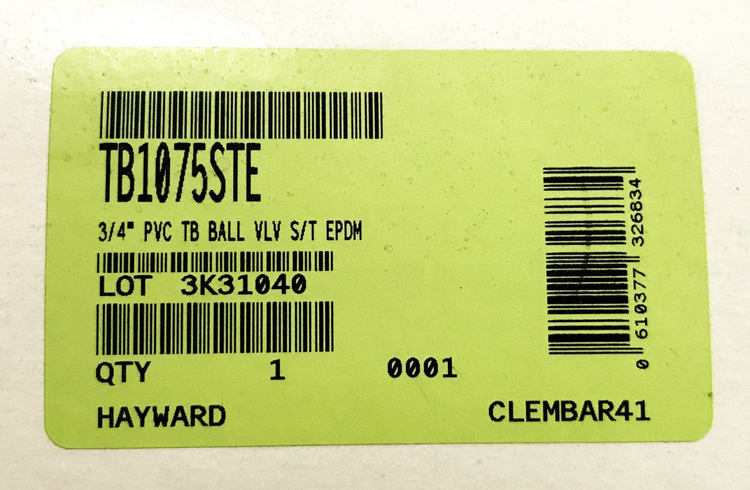 Hayward 3/4 inch PVC True Union Ball Valve TB1075STE NOS