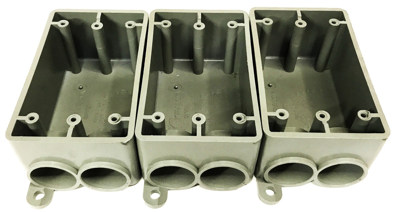 Kraloy 1-Gang 2-Opening 3/4 inch PVC Conduit Box FSS07 [Lot of 3] NOS