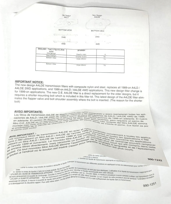 NAPA Automatic Transmission Kit With O-Rings 1-7588 NOS