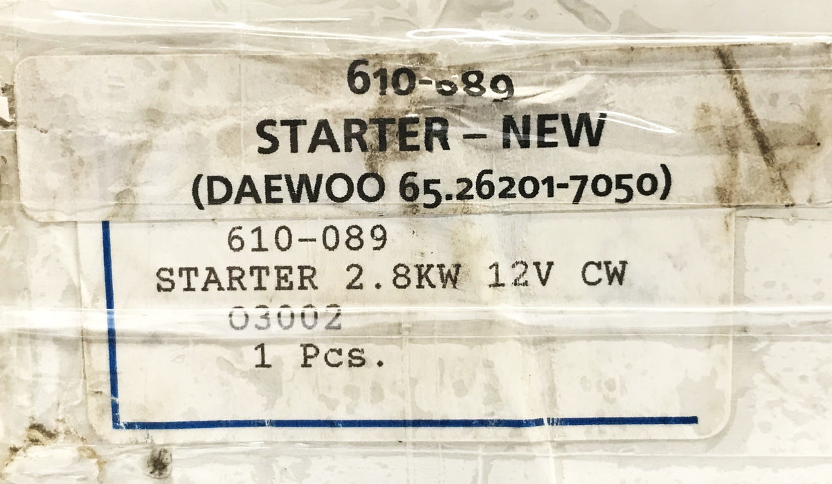 Daewoo Forklift Starter 65-2620-7050 NOS