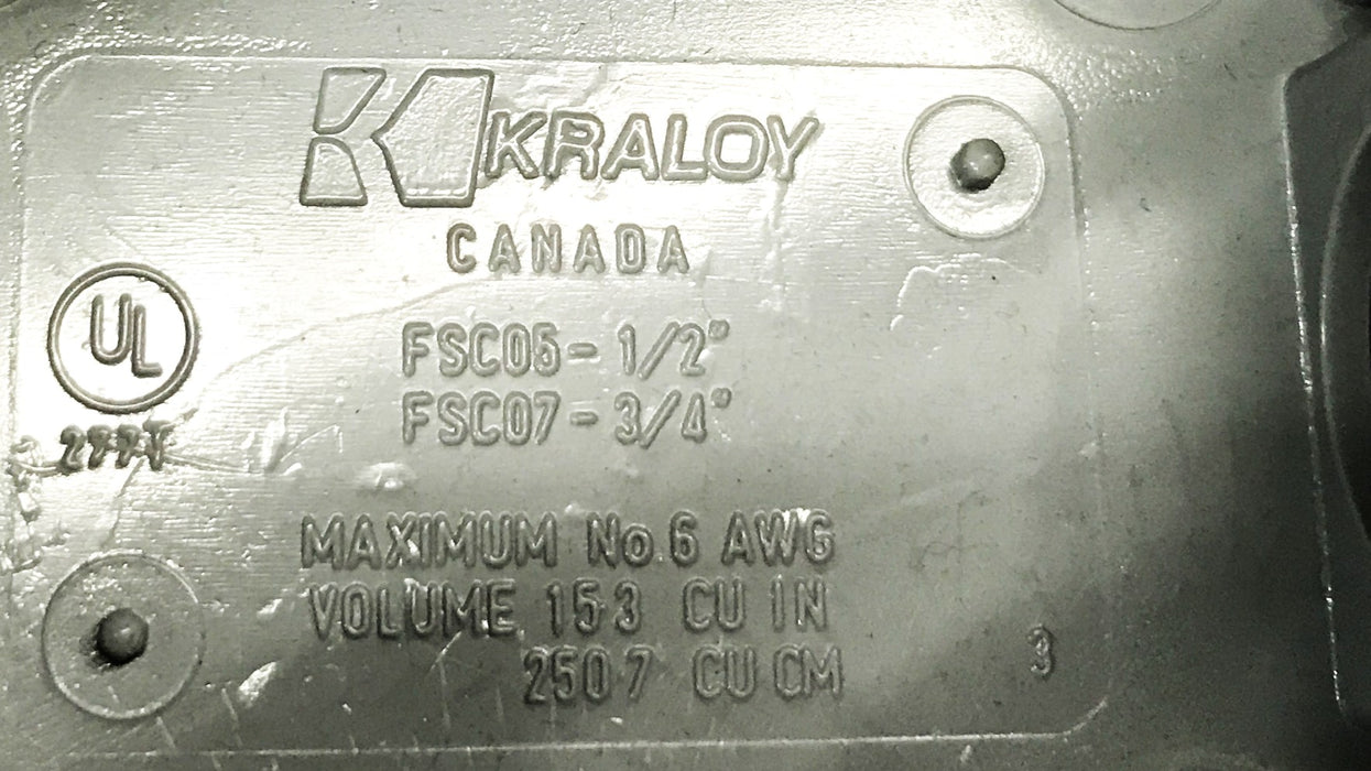 Kraloy 1-Gang 1/2 inch 3/4 inch PVC Conduit Box FSC05-FSC07 [Lot of 2] NOS