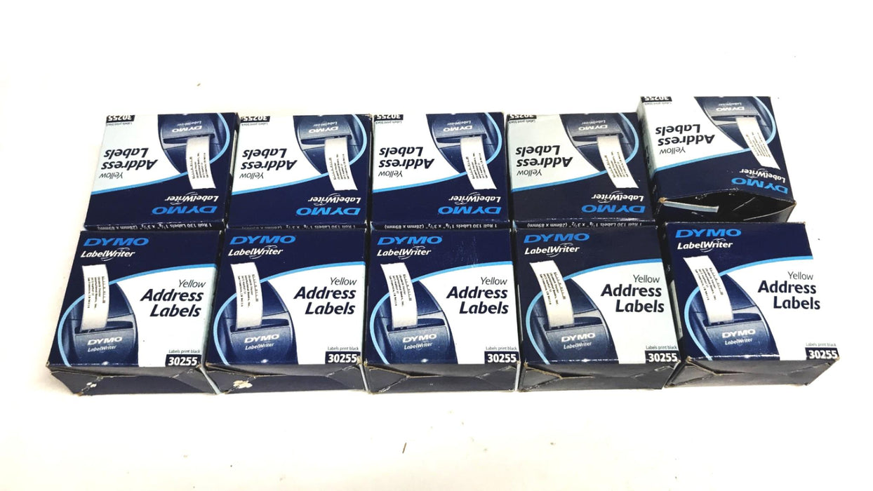 Dymo 1-1/8 inch x 3-1/2 inch Address Label, Roll of 130, 30255 [Lot of 10] NOS