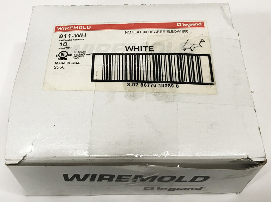 Wiremold White 90-degree Flat Elbow 811-WH [Lot of 10] NOS