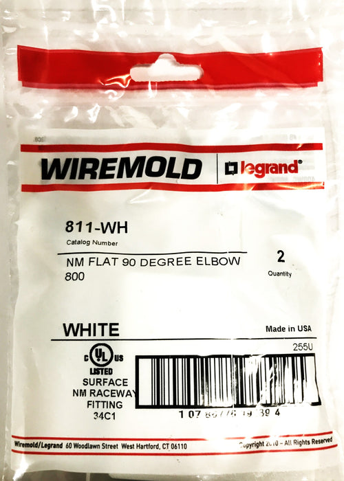 Wiremold White 90-degree Flat Elbow 811-WH [Lot of 10] NOS