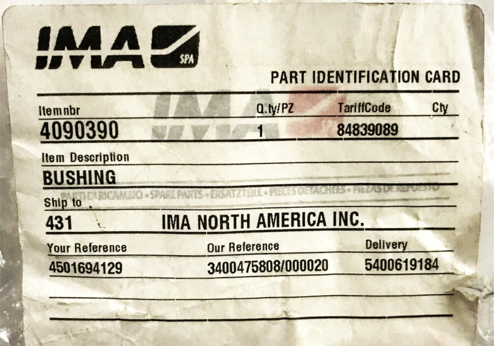 IMA Fluted Steel Bushing 4090390 NOS