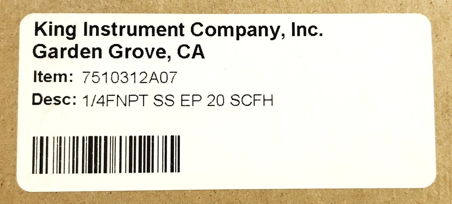King Instruments 7510 Series Acrylic Tube Flowmeter 7510312A07 NOS