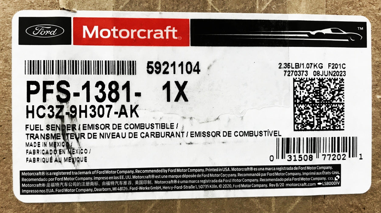 Motorcraft Ford OEM Fuel Pump Sender PFS-1381 NOS
