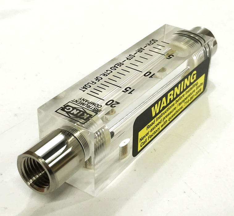 King Instruments 7510 Series Acrylic Tube Flowmeter 7510312A07 NOS