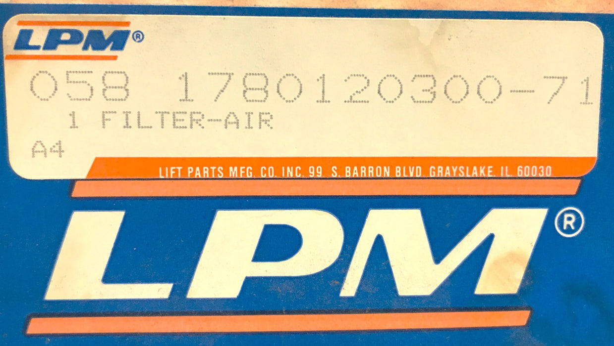LPM Forklift Air Filter 1750120300-71 NOS