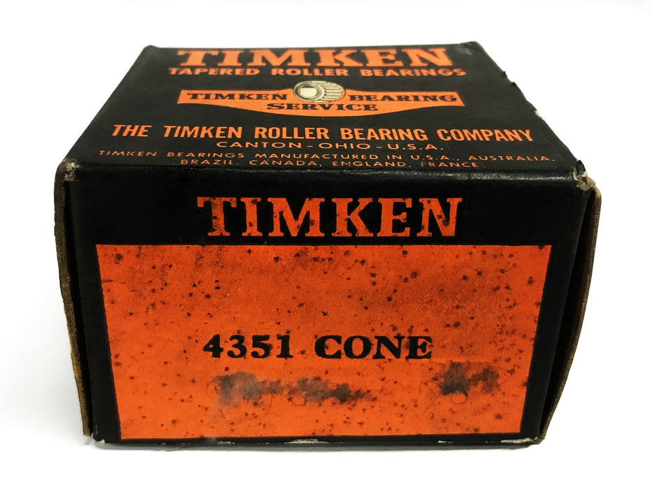 Timken 3-1/4 inch Tapered Roller Bearing Cone 4351 NOS