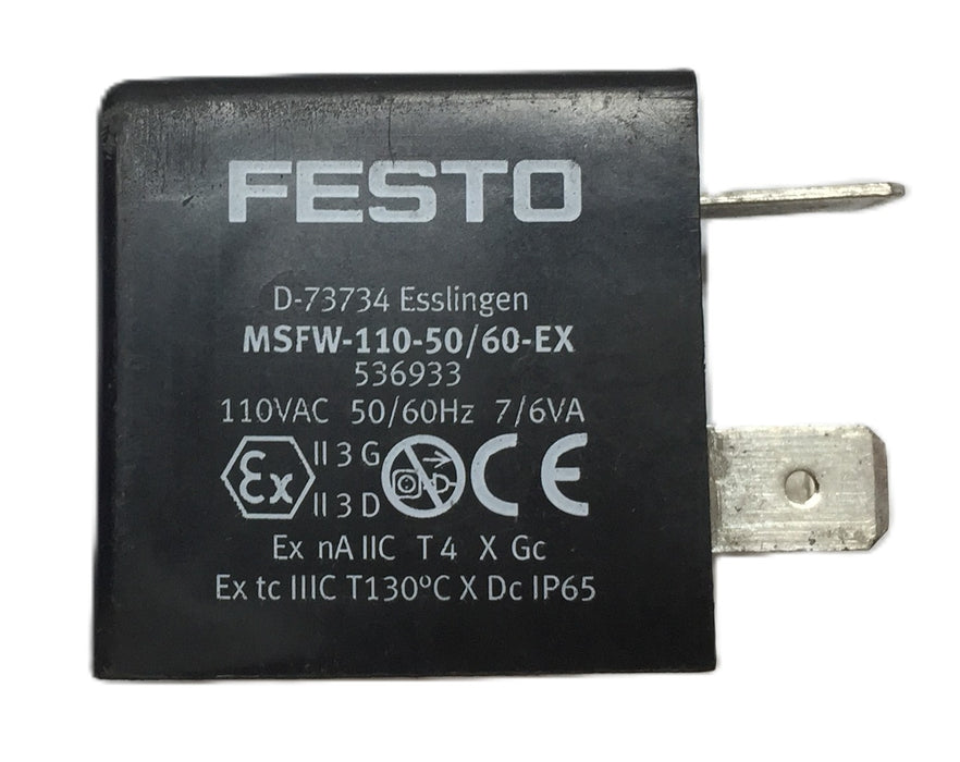 Festo Solenoid Coil MSFW-110-50/60-EX (536933) D-73734 USED