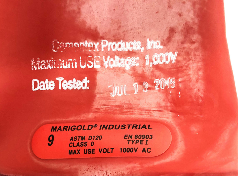 Marigold Class 0 Type I Rubber Insulating Gloves Size 9 ASTM D120 (EN60903) NOS