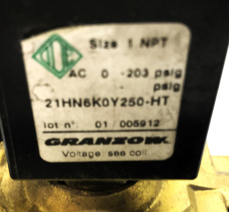 Granzow Brass Solenoid Valve 21HN6K0Y250-HT USED