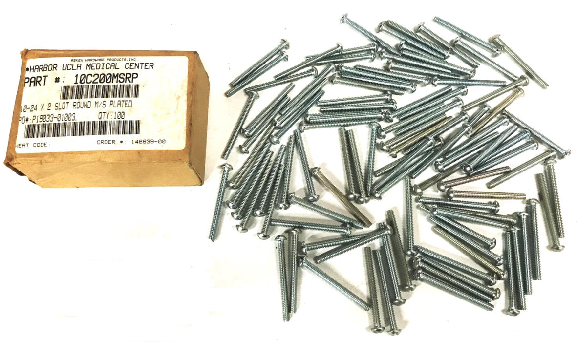 Askew 10-24 X 2 inch Slotted Round Head Screw 10C200MSRP [Lot of 98] NOS