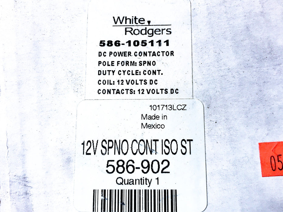 White Rodgers Solenoid Power Relay 4 Terminal 586-105111 NOS