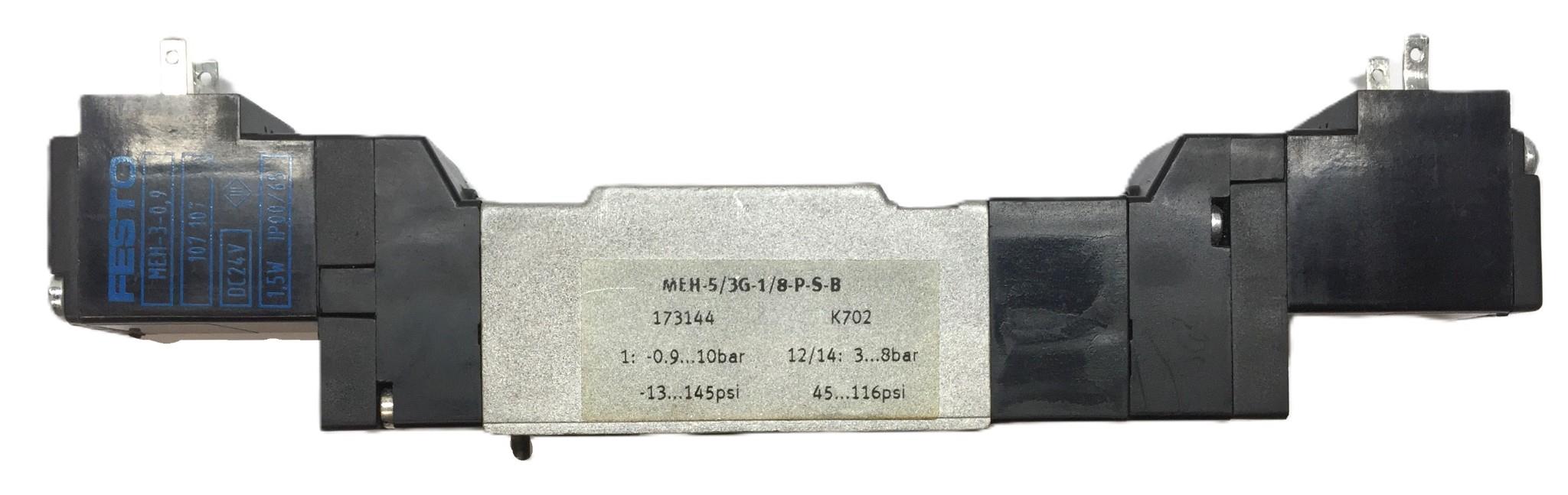 Festo Series: K702 Solenoid Valve MEH-5/3G-1/8-P-S-B (173144) USED