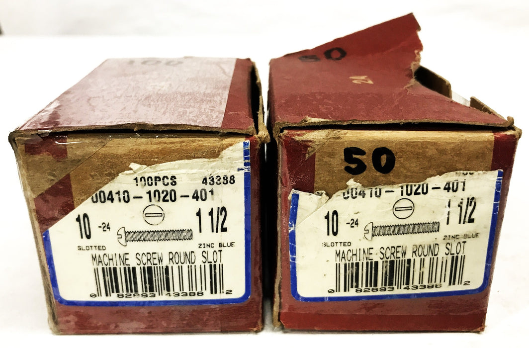 Unbranded 10-24 x 1-1/2 inch Round Head Slotted Machine Screw [Lot of 150] NOS